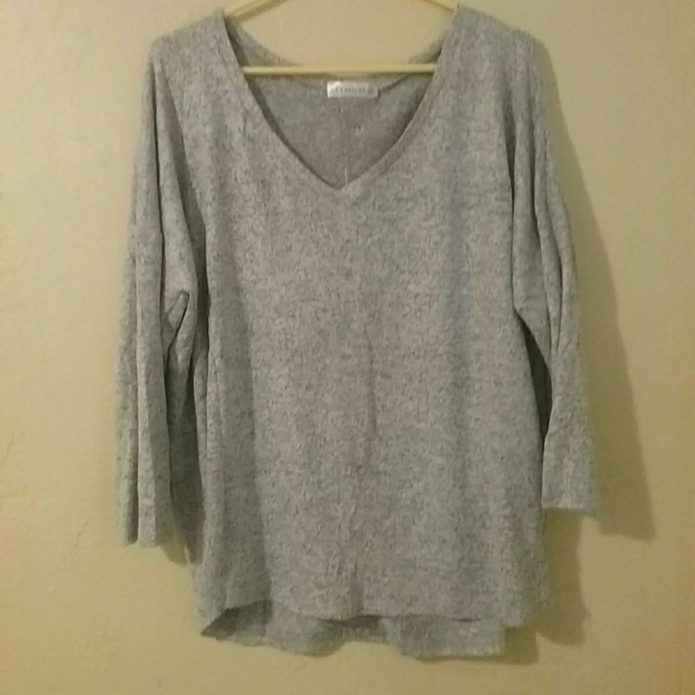 Grey V-neck Blouse